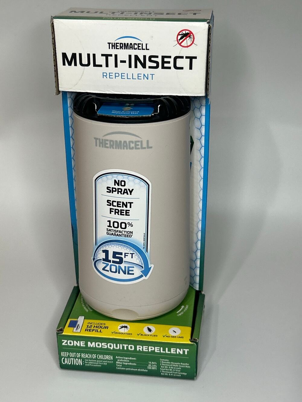 Thermacell Patio Shield Mosquito Repeller Multi-Insect Zone NIB Beige Cabincore